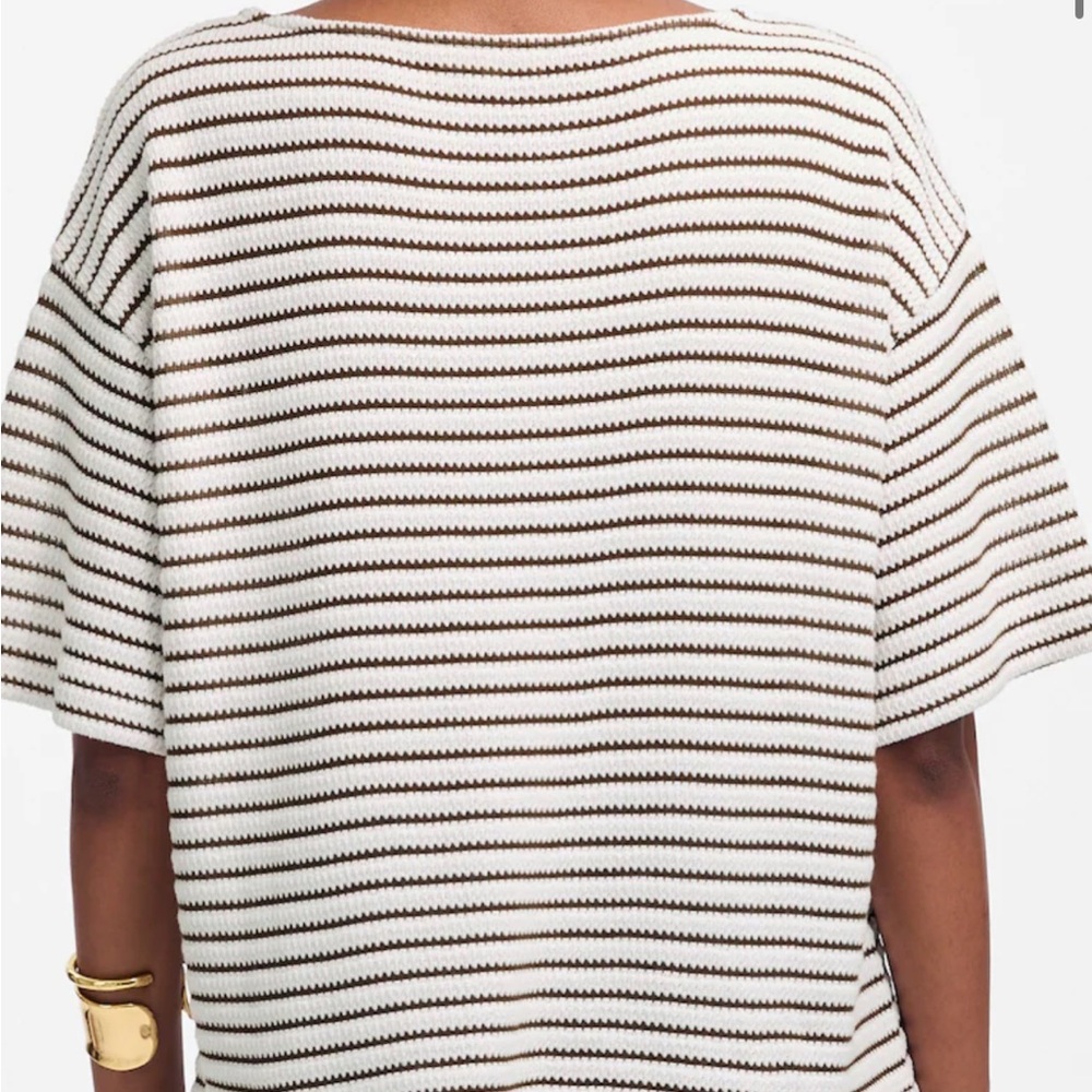 Madewell Embroidered Boxy Knit Tee in Stripe - Picture 3 of 6